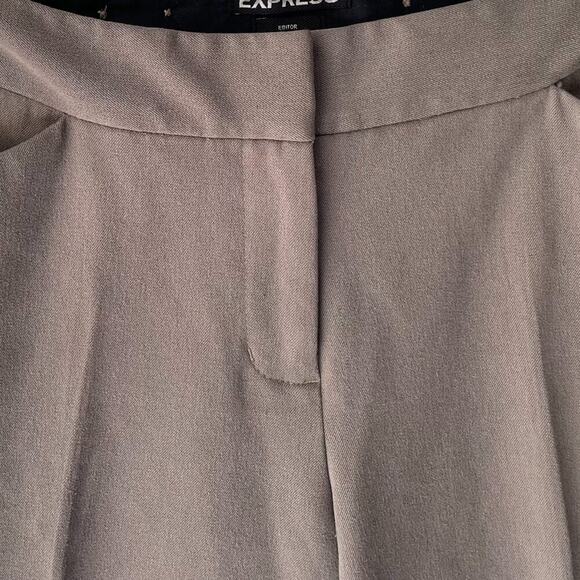Express Editor Taupe/Beige/Neutral  Straight Leg Trousers Mid Rise, Slim, 8R - Picture 3 of 15